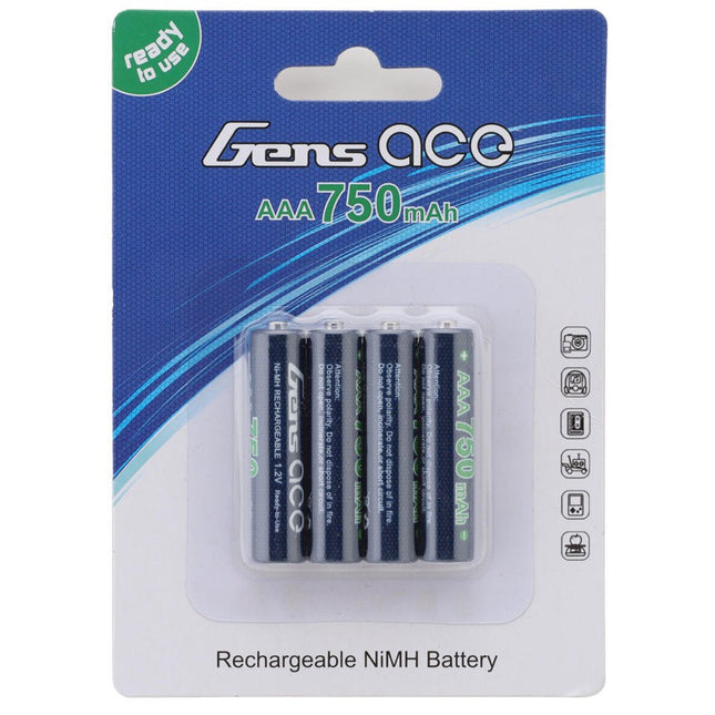 Gens Ace High Power Rechargeable AAA NiMH Battery (1.2V / 750mAh) (4-Pack) – GEANM7501S3A