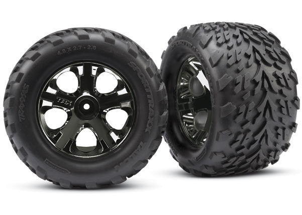 Traxxas Talon Front Tires w/All-Star Wheels (2) (Black Chrome)  Part #: 3669A