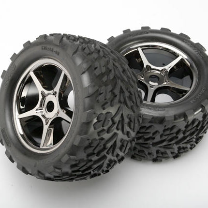 Traxxas Talon Pre-Mounted Tires w/17mm Gemini Wheels (2) – Black Chrome – 5374X