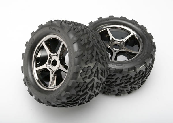 Traxxas Talon Pre-Mounted Tires w/17mm Gemini Wheels (2) – Black Chrome – 5374X