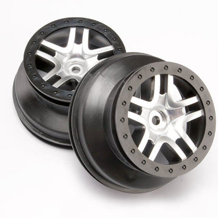 Traxxas Dual Profile Split-Spoke SCT Wheels (2) (Satin Chrome/Black) (Slash Rear) 12mm Hex 6872