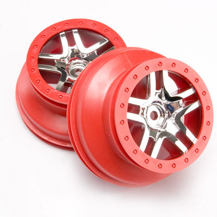 Traxxas Dual Profile Split-Spoke SCT Wheels (Chrome/Red) (2) – Rear 2.2"/3.0" – 12mm Hex 6872A