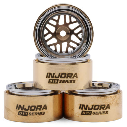 Injora 0.7" D19 ModuWheel Brass & Aluminum Micro Crawler Beadlock Wheels – Gold (4) – INJMW7006-19