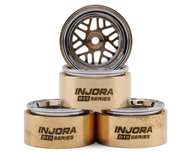Injora 0.7" D19 ModuWheel Brass & Aluminum Micro Crawler Beadlock Wheels – Gold (4) – INJMW7006-19