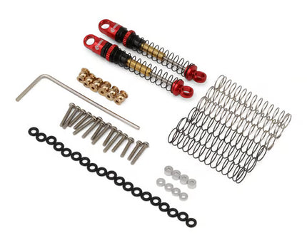 Injora Axial SCX24 43mm Aluminum Threaded Double Barrel Long Travel Shocks (Red or Grey) (2) SCX24-27