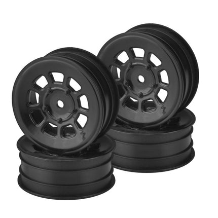 JConcepts 9 Shot 2.2 Dirt Oval Front Wheels (4) – Yellow / White / Black – 3397Y / 3397W / 3397B