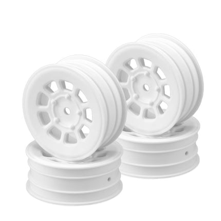JConcepts 9 Shot 2.2 Dirt Oval Front Wheels (4) – Yellow / White / Black – 3397Y / 3397W / 3397B