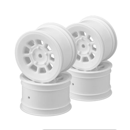 JConcepts 9 Shot 2.2 Dirt Oval Rear Wheels (4) – White / Yellow / Black – 3398W / 3398Y / 3398B