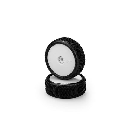 JConcepts Fuzz Bite Pre-Mounted Front Tires (Pink Compound, White OR Yellow Wheels) – Fits Losi Mini-B
