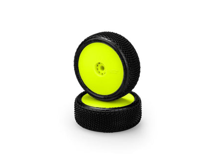 JConcepts Fuzz Bite Pre-Mounted Front Tires (Pink Compound, White OR Yellow Wheels) – Fits Losi Mini-B