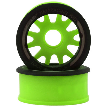 NEXX Racing Mini-Z “JUD” EVO Front Threaded Side-Wall Carbon-Fiber Rims (2) Offset -2,-1,0,1,2 - Red, Black, Grey, Green, or Yellow