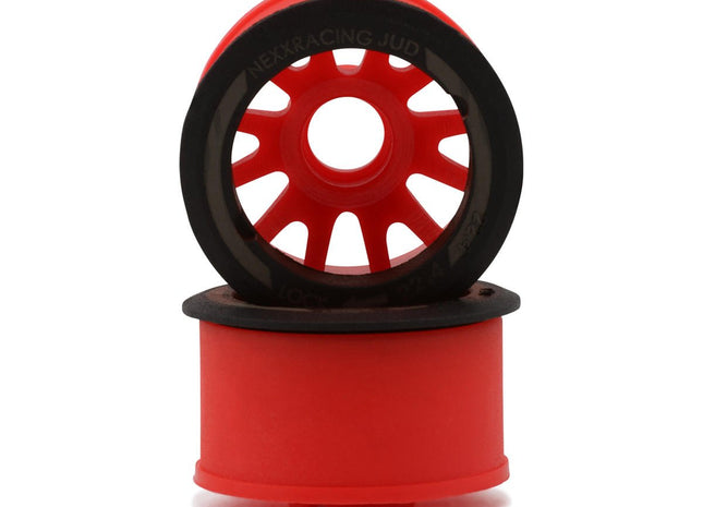 NEXX Racing Mini-Z “JUD” EVO Rear Threaded Side-Wall Carbon-Fiber Rims (2) Offset -1,0,1,2,3 - Red, Black, Grey, Green, or Yellow