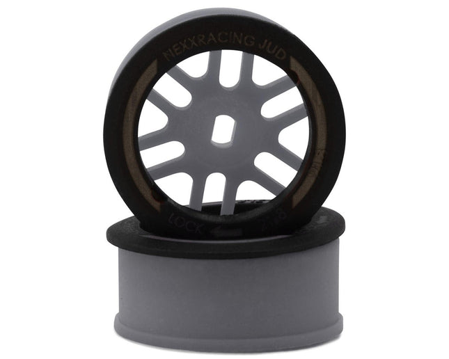 NEXX Racing Mini-Z AWD “JUD” EVO Front Threaded Side-Wall Carbon Fiber Rims (0mm Offset) – Grey (2pcs)