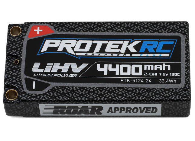 ProTek RC 2S 130C Low IR Si-Graphene + HV ULCG Shorty LiPo Battery (7.6V/4400mAh) w/5mm Connectors (ROAR Approved)
