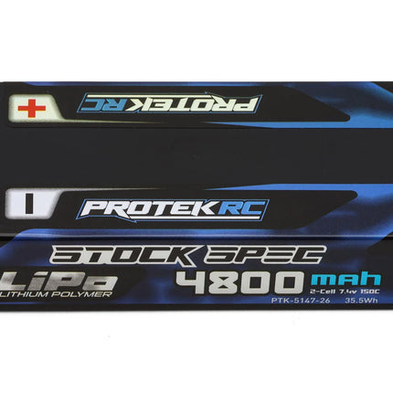 ProTek RC 2S 150C Low IR Si-G “Stock Spec” LCG Shorty LiPo Battery (7.4V/4800mAh) – ROAR Approved – PTK-5147-26