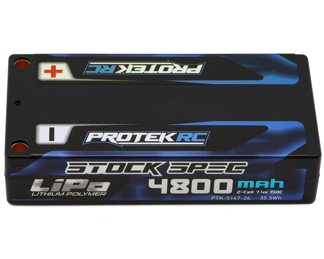 ProTek RC 2S 150C Low IR Si-G “Stock Spec” LCG Shorty LiPo Battery (7.4V/4800mAh) – ROAR Approved – PTK-5147-26