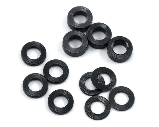 ProTek RC Aluminum Ball Stud Washer Set (Black) (12) (0.5mm, 1.0mm & 2.0mm) (PTK-8370)