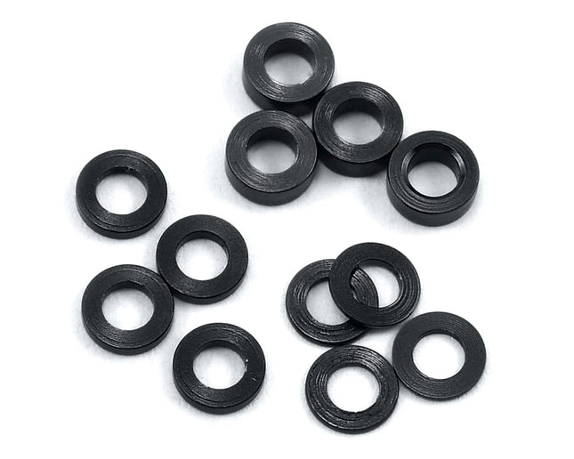 ProTek RC Aluminum Ball Stud Washer Set (Black) (12) (0.5mm, 1.0mm & 2.0mm) (PTK-8370)