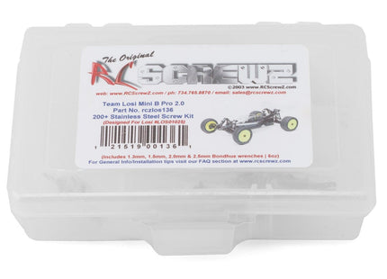 RC Screwz Losi Mini-B Pro Roller Stainless Steel Screw Kit – RCZLOS136