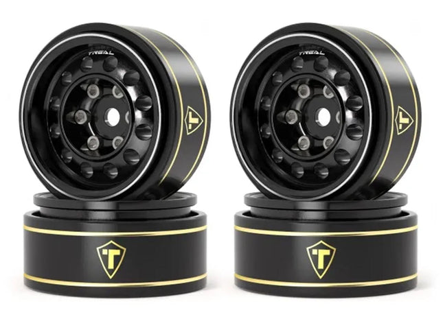 Treal Hobby Type K 1.0" 12-Hole Beadlock Classic Vintage Wagon Wheels (Black, Bronze, Grey, Silver) (4) – 28.9g Each