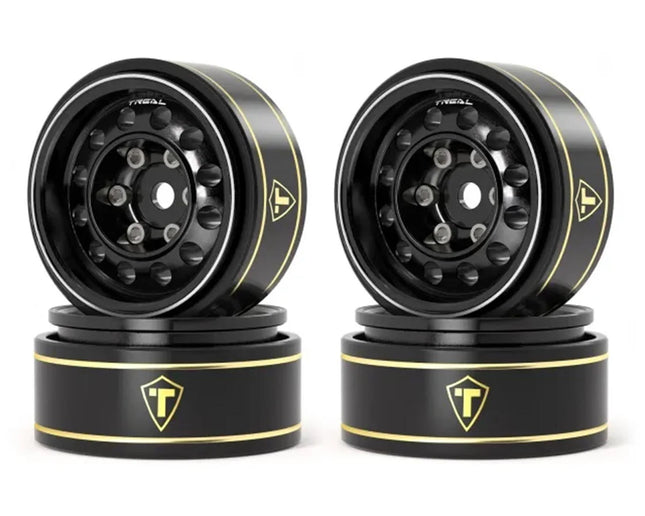 Treal Hobby Type K 1.0" 12-Hole Beadlock Classic Vintage Wagon Wheels (Black, Bronze, Grey, Silver) (4) – 28.9g Each