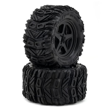UpGrade RC Low-Pro BELTED Dirt Claw 2.8" Pre-Mounted All-Terrain Tires w/5-Star Wheels (2) (17mm/14mm/12mm Hex) UPG-10004