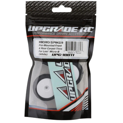 UpGrade RC Micro Spiker Pre-Mounted Front & Rear Carpet Tires for Losi Micro-B (White) UPG-10011