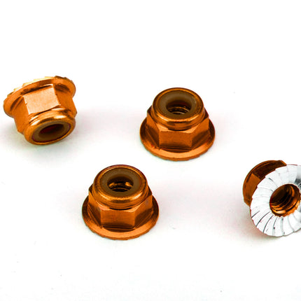 Traxxas 4mm Aluminum Flanged Serrated Locknuts (4-Pack)