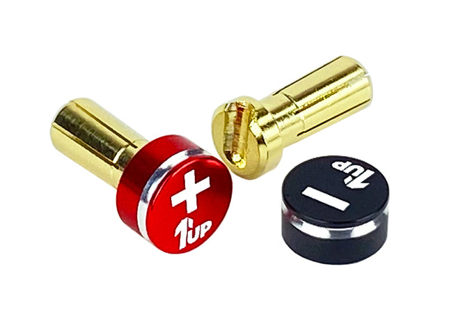1UP Racing LowPro Bullet Plug Grips w/ 5mm Bullets (Black/Red) – 190432