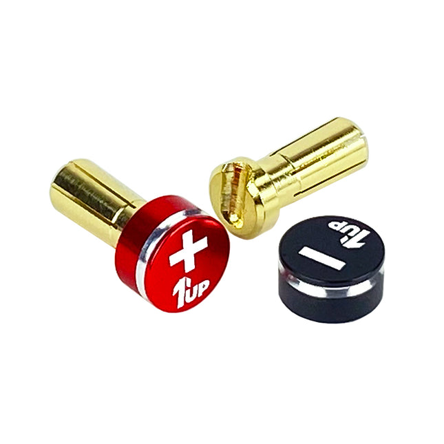 1UP Racing LowPro Bullet Plug Grips w/ 5mm Bullets (Black/Red) – 190432