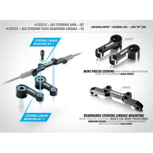 XRAY XB2 2019 Aluminum Steering Plate (Rearward Linkage Mounting)