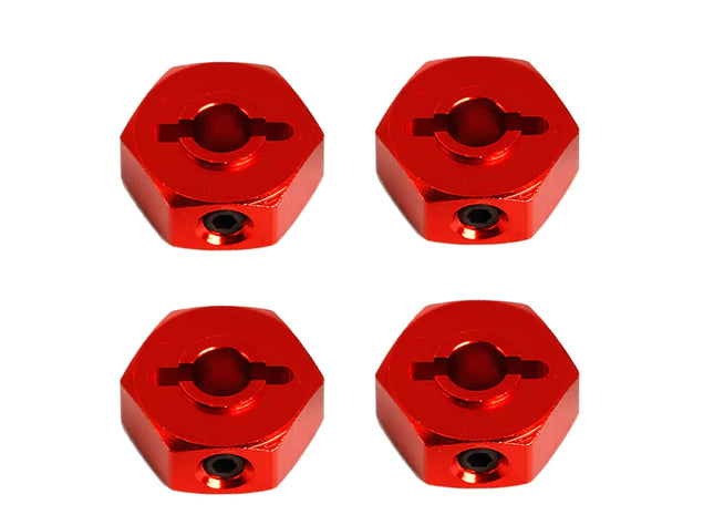 LC Racing CNC Aluminum Wheel Hex Set – Red 12mm (L6143)