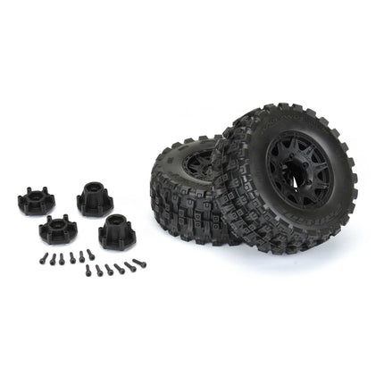 Pro-Line Badlands MX28 Belted 2.8" Pre-Mounted Truck Tires (2) – M2 Compound w/ Raid 6x30 Wheels Part #: PRO1017410
