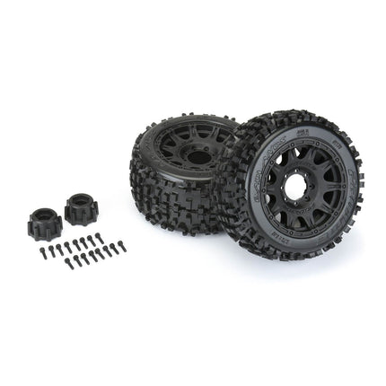 Pro-Line Badlands 3.8" Pre-Mounted Truck Tires (2) – M2 Compound w/ Raid 17mm Wheels Part #: PRO117810