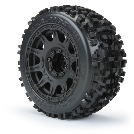 Pro-Line Badlands 3.8" Pre-Mounted Truck Tires (2) – M2 Compound w/ Raid 17mm Wheels Part #: PRO117810