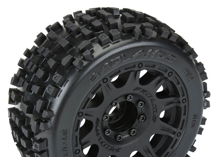 Pro-Line Badlands 3.8" Pre-Mounted Truck Tires (2) – M2 Compound w/ Raid 17mm Wheels Part #: PRO117810