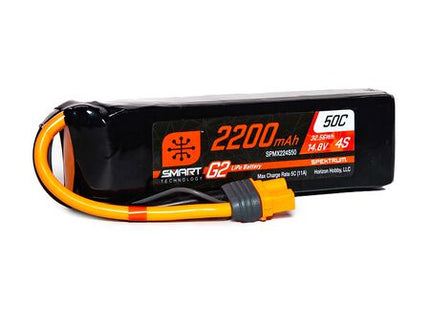 Spektrum RC 4S Smart G2 50C LiPo Battery Pack (14.8V/2200mAh) w/ IC3 Connector Part #: SPMX224S50