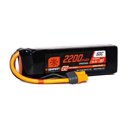Spektrum RC 4S Smart G2 50C LiPo Battery Pack (14.8V/2200mAh) w/ IC3 Connector Part #: SPMX224S50