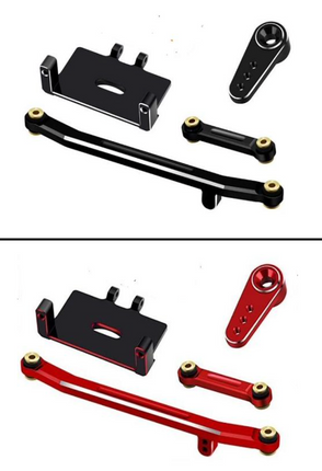 BOOF RC Steering Set for Axial SCX24 (Servo Mount, Servo Horn & Steering Link) (Black or Red)