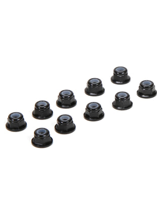 Team Losi Racing 3mm Flanged Aluminum Locknuts (10) (Black)