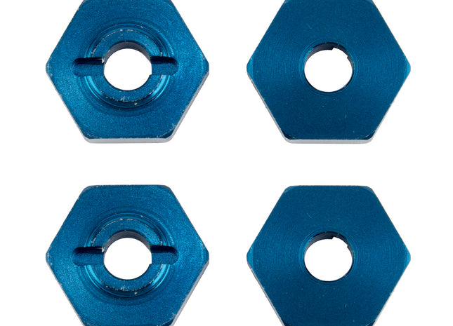 Team Associated Factory Team Reflex 14B/14T Aluminum Wheel Hexes (Blue) (4pcs)  Part Number: 21562