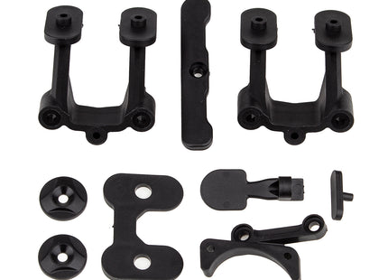 Team Associated Rear Body, Wing &amp; Fan Mount Set w/ Bumper – RC10B74.2