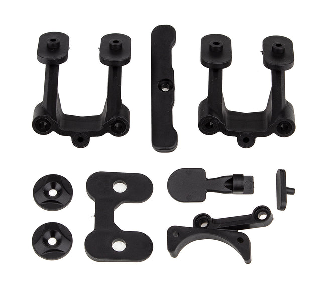 Team Associated Rear Body, Wing & Fan Mount Set w/ Bumper – RC10B74.2 92312