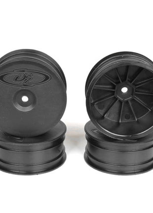 DE Racing Speedline 2.2 4WD Buggy Front Wheel (4) (Black) (22-4/EB410) w/12mm Hex