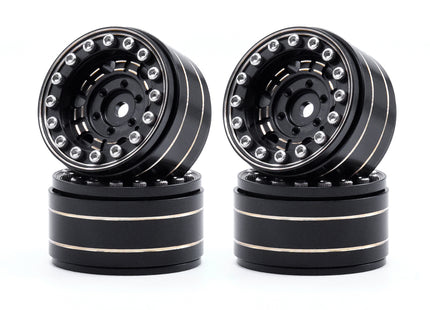 BOOF RC 1.0" Beadlock Wheels – Black/Gold (4pcs) Part #: BFRDSCX24014002 Fits 1/18 & 1/24 Mini Crawlers – Brass/Gold Beadlock Style