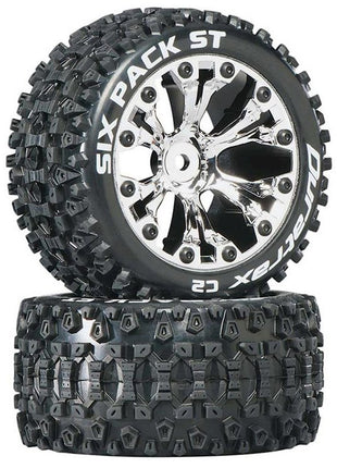 DuraTrax Six Pack ST 2.8" 2WD Mounted C2 Tires, Chrome (2)