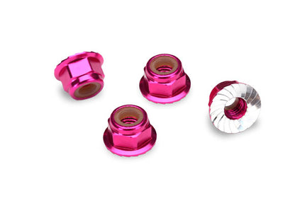 Traxxas 4mm Aluminum Flanged Serrated Locknuts (4-Pack)