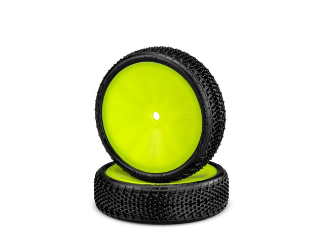 JConcepts Fuzz Bite LP 2.2" Pre-Mounted 2WD Front Buggy Tires (White OR Yellow) (2) (Pink) (Carpet) w/12mm Hex - PART #W: 3165-101011 Y: 3165-201011