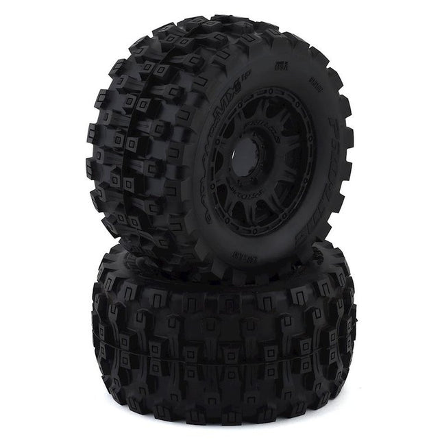 Pro-Line Badlands MX38 HP Belted 3.8" Pre-Mounted Truck Tires (2) (Black) (M2) w/Raid Wheels