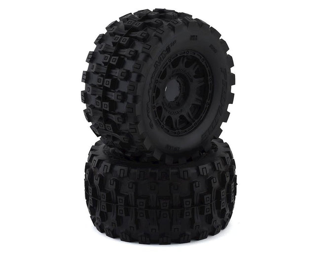 Pro-Line Badlands MX38 HP Belted 3.8" Pre-Mounted Truck Tires (2) (Black) (M2) w/Raid Wheels